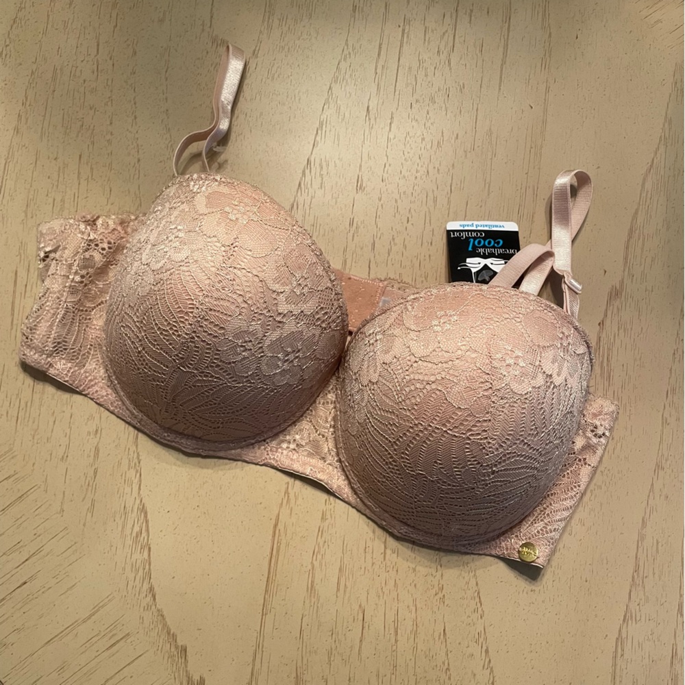 RZ by Rachel Zoe Convertible Lace Push-Up Bra Nude Beige Size 38C NWT